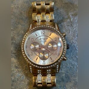 l

⌚ Jet Set Beverly Hills Chronograph Watch – Gold Tone w/ Crystal Accents